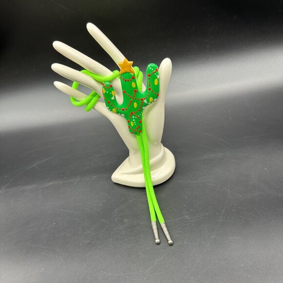 Handmade Other - Handmade Christmas Cactus Bolo Tie Wooden Hand Painted Kitschy Ugly Western